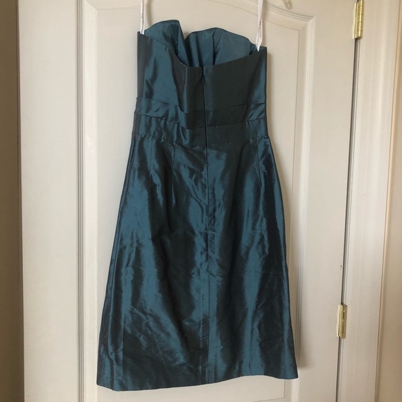 Dessy Collection Blue Metallic Strapless Dress - Picture 4 of 6